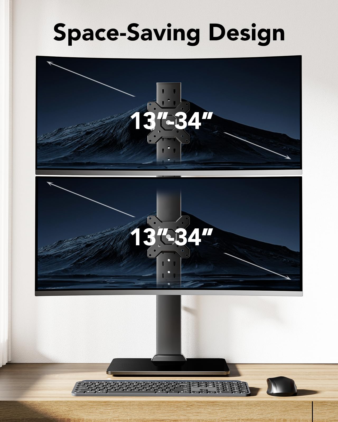 HUANUO Podwójny stojak na monitory 33-86.4 cm 20 kg wolnostojący z obrotem