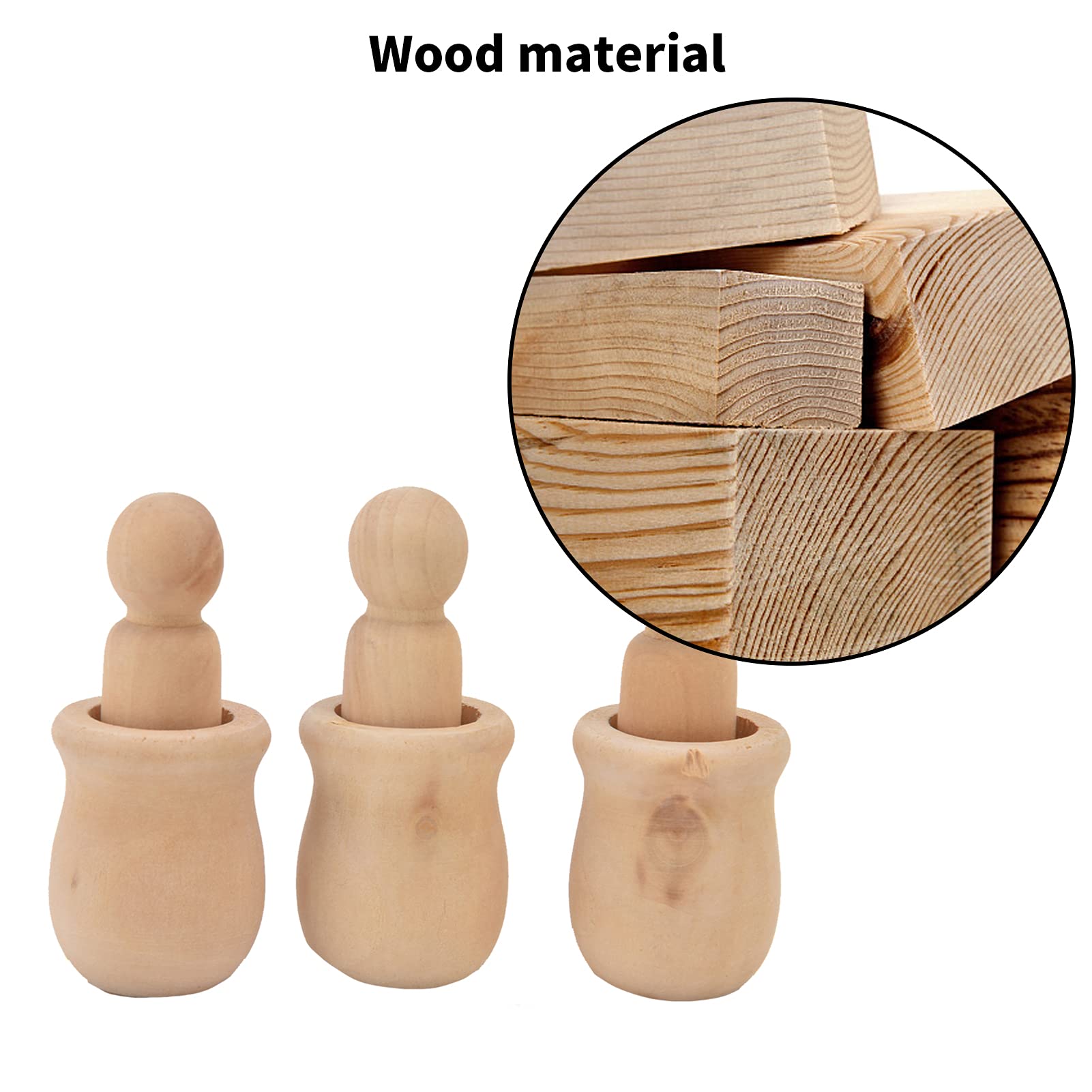 Gedourain DIY Doll People Shape Títeres, 10 Piezas de Madera Peg Dolls Superficie Circular Títeres Holster Dolls DIY Decoración del Hogar para Niños Arte Y Manualidades Creativas DIY