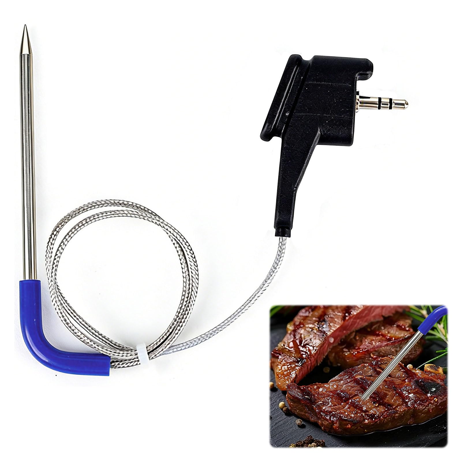 for Ninja Meat Thermometer, 1 Pcs Stainless Steel for Ninja Thermometer, Ninjas Probe, Compatible with Ninjas Dz550 Foodi Smart Xl 6-In-1 Dual-Temperature Probe Indoor Barbecue and Air Fryer