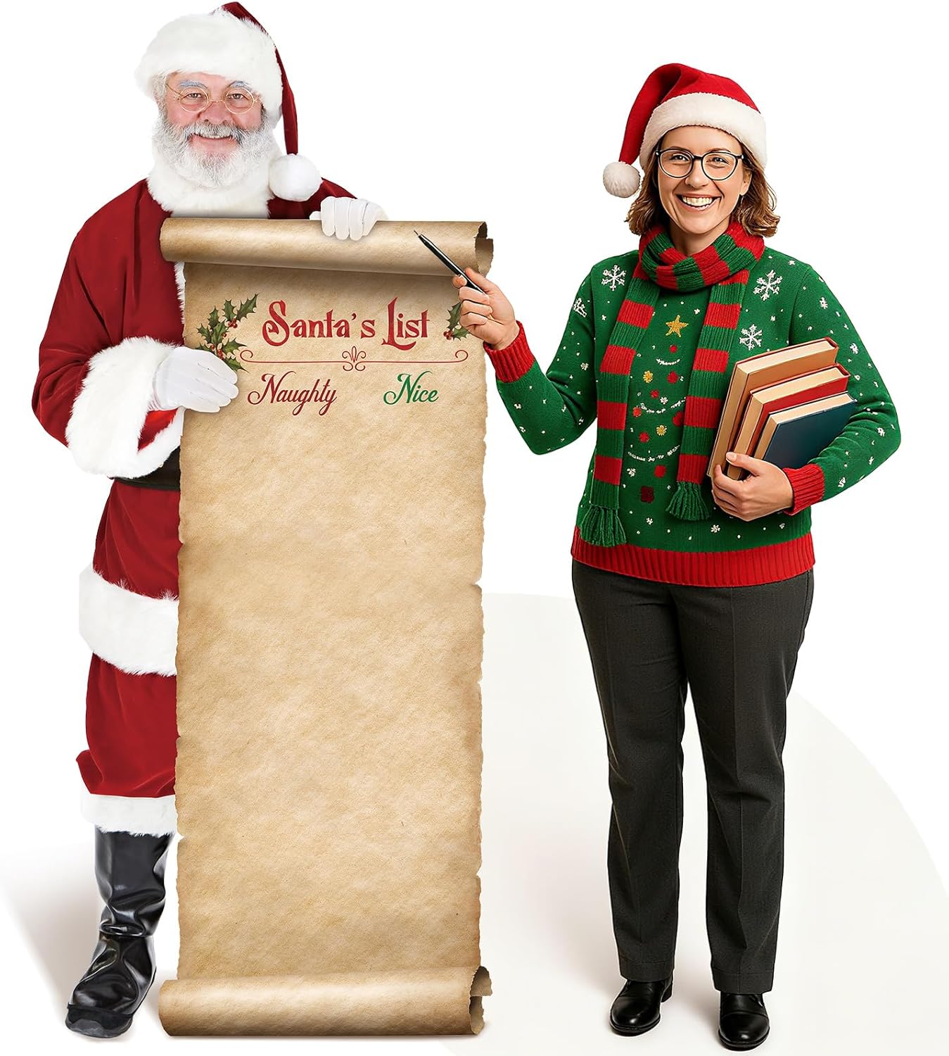 Gueevin 70 Inch Christmas Cardboard Cutout Santa Claus Santa's List Paper Cardboard Cutout Christmas Standup Hollow Stand Photography Props Waterproof PVC Stand for Party Floor Yard Outdoor Indoor