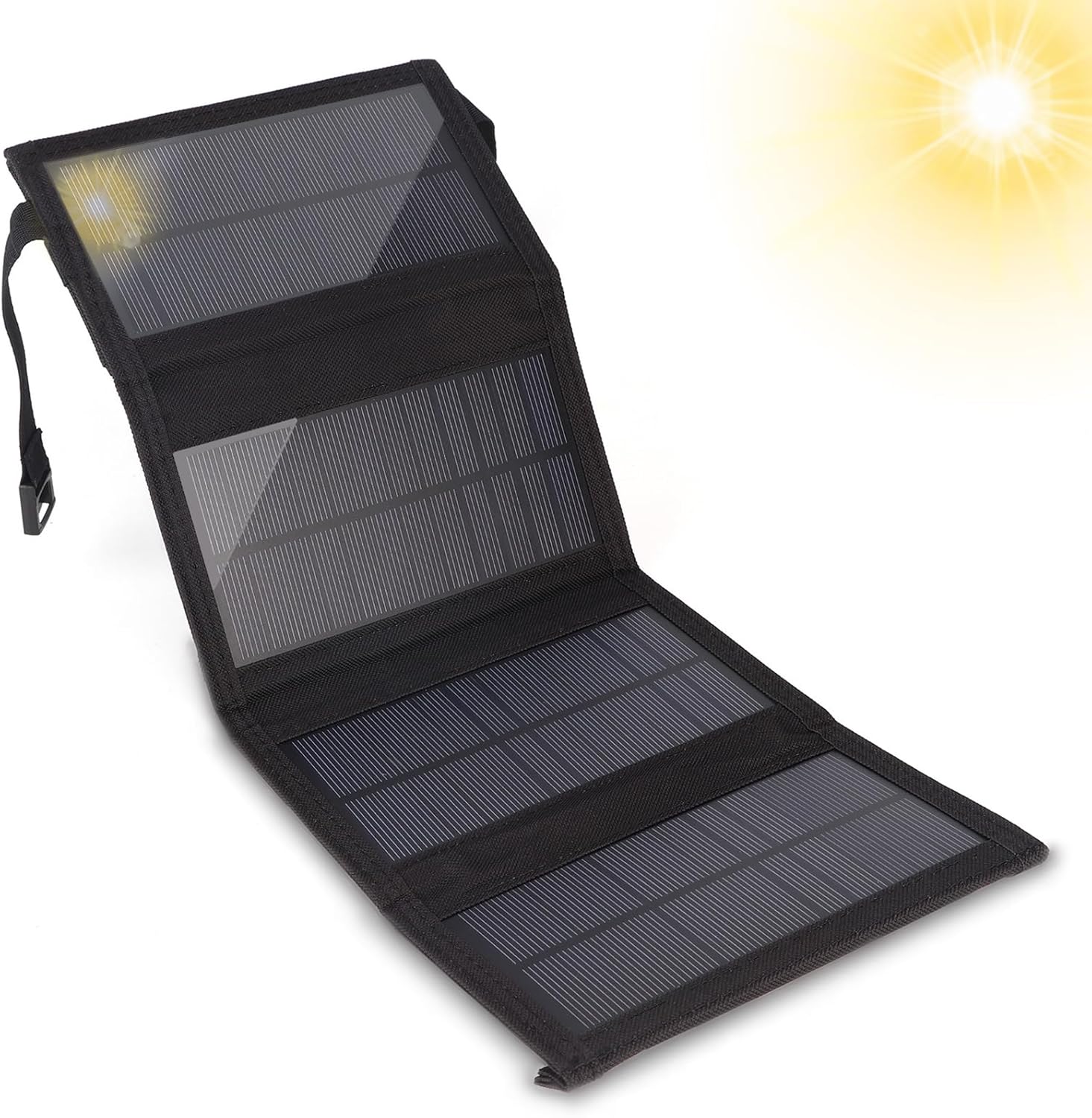 20W USB Solar Panel Foldable Portable Polycrystalline Silicon Solar Cell, Outdoor Charger, Suitable for Outdoor Camping and Travel (Black)