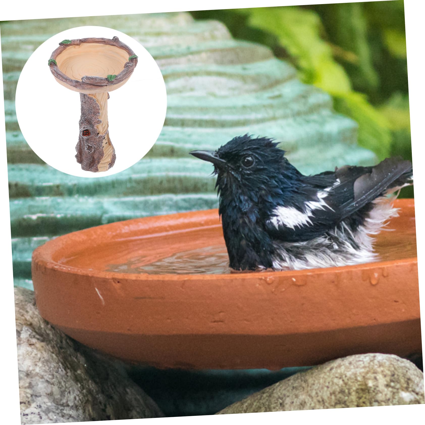 POPETPOP Mangiatoia per Uccelli da Esterno Vasca da Bagno Mangiatoia per Uccelli Decorativa da Giardino per Patio Robusta Vasca da Bagno per Uccelli in Resina