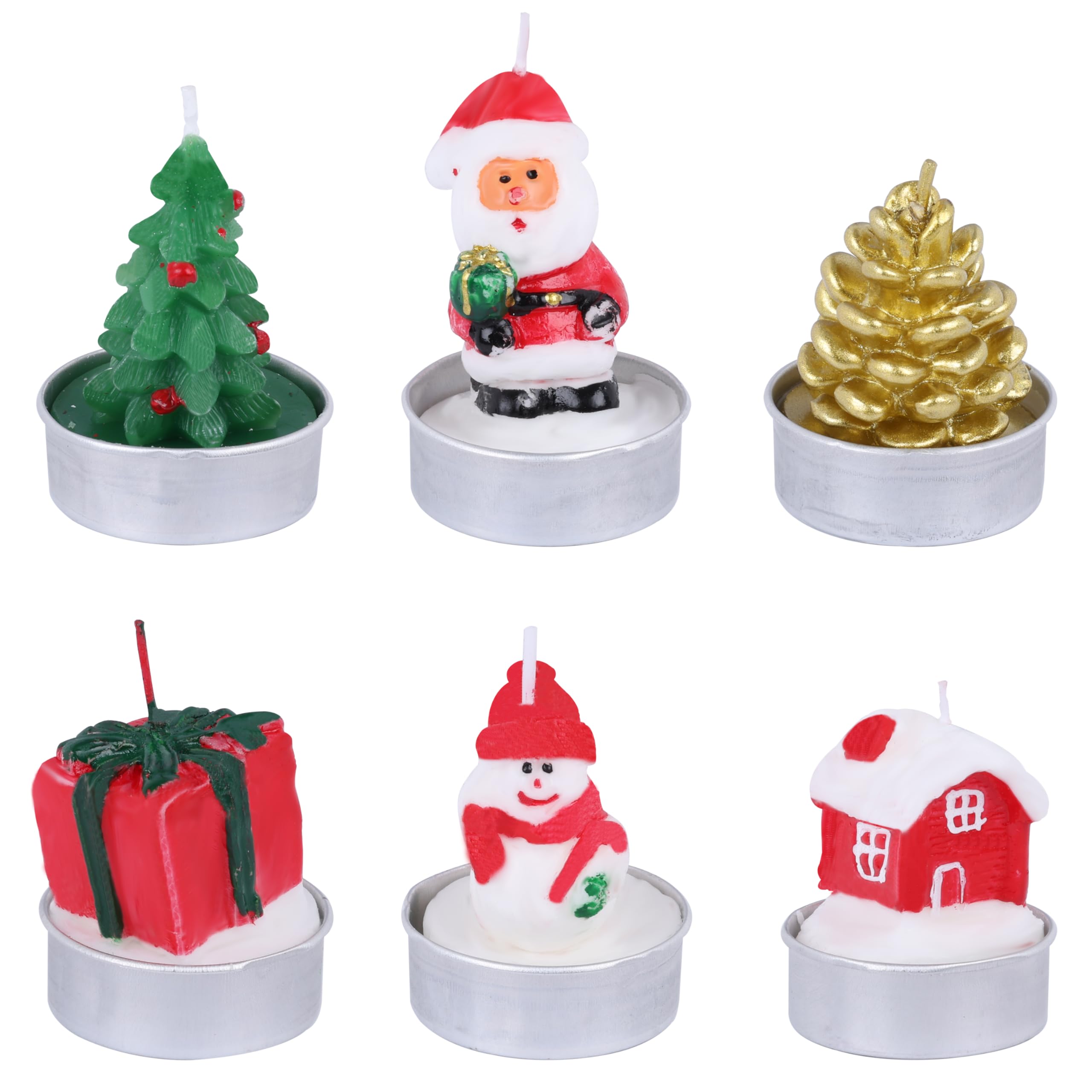 Belle Vous Pack de Velas Decorativas - 6x Velas Pequeñas No Aromáticas de Parafina para Regalo o Decoración de Navidad Cumpleaños Boda Januka o Dia de la Madre - No Aromaticas