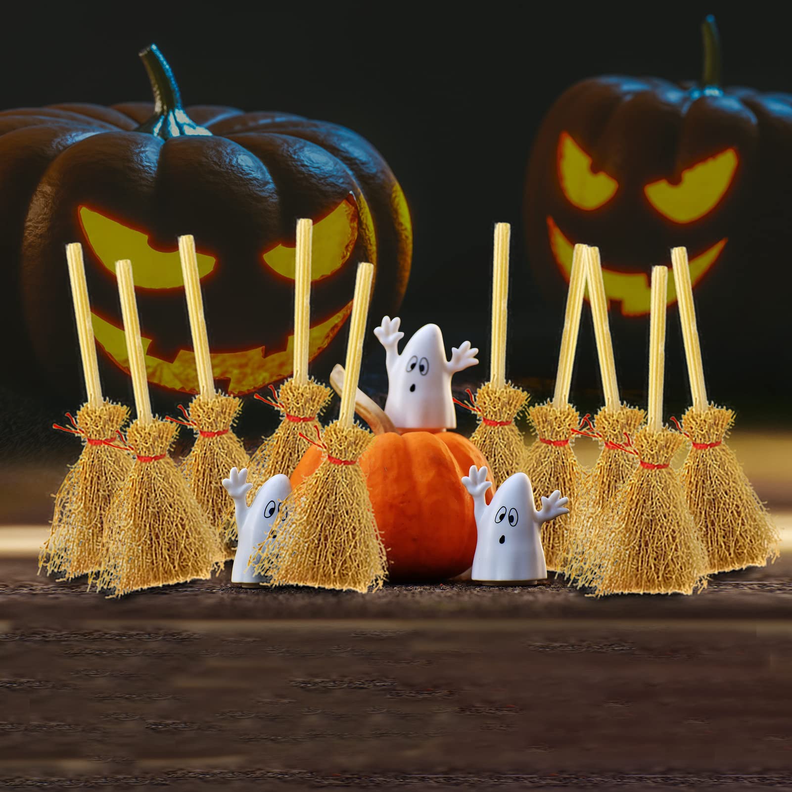 Honbay Mini-Strohbesen Set – 20 Stück, Für Halloween, Hexenkostüm, Deko, Cosplay