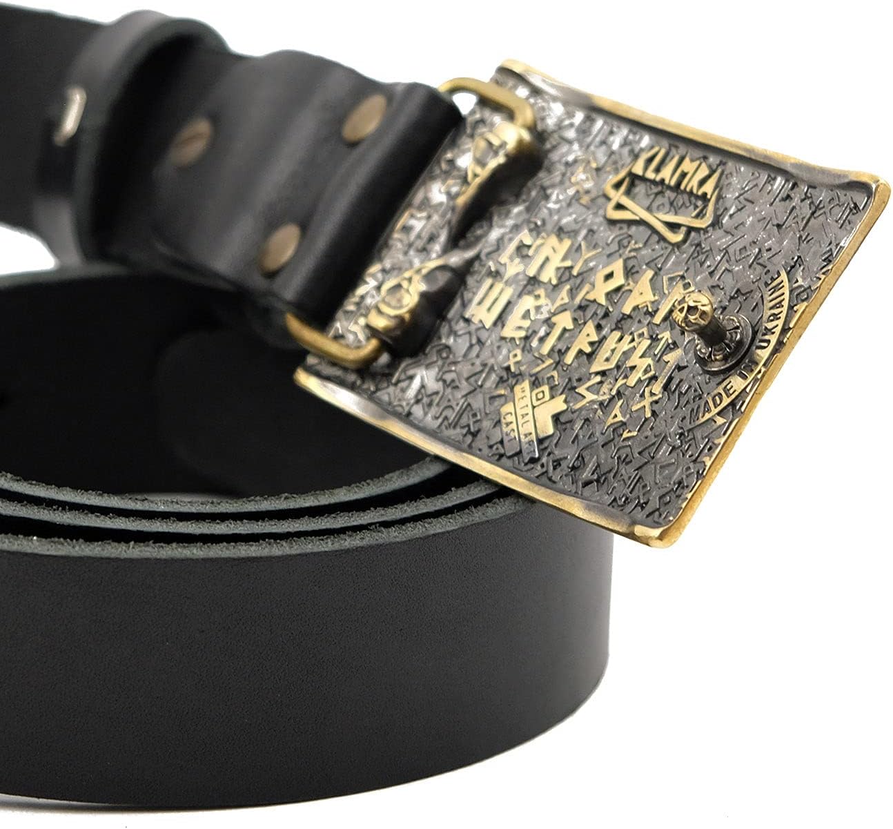 Leather belt with Valknut belt buckle, Knot of the dead Old Norse Scandinavian Viking Pagan solid brass buckle on 1.5" or 1.8" leather belt