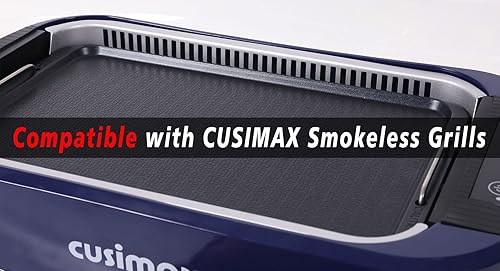 Miniatura 9 de CUSIMAX - Parrilla de interior sin humo, parrilla eléctrica con tapa de vidrio templado, parrilla interior 1500 grados y parrilla superior plana