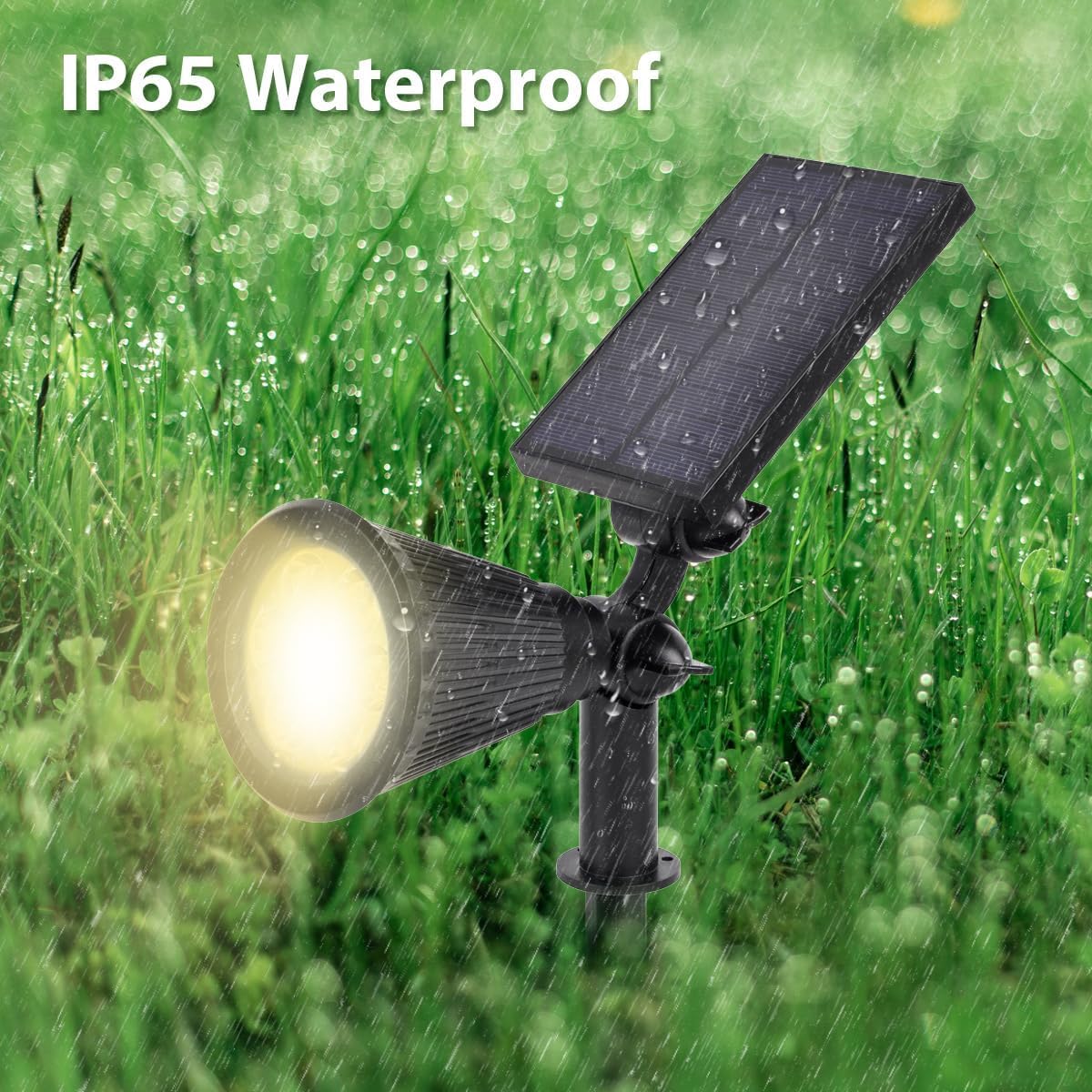 SALCAR 4 Stück Solarstrahler für Außen Garten mit Erdspieß Warmweiß Solar Gartenleuchten, Wasserdichte Solarlampen für Außen, 1800mAh Hohe Leistungs Gartenbeleuchtung Solar Außen Rasen Weg Hof Garage