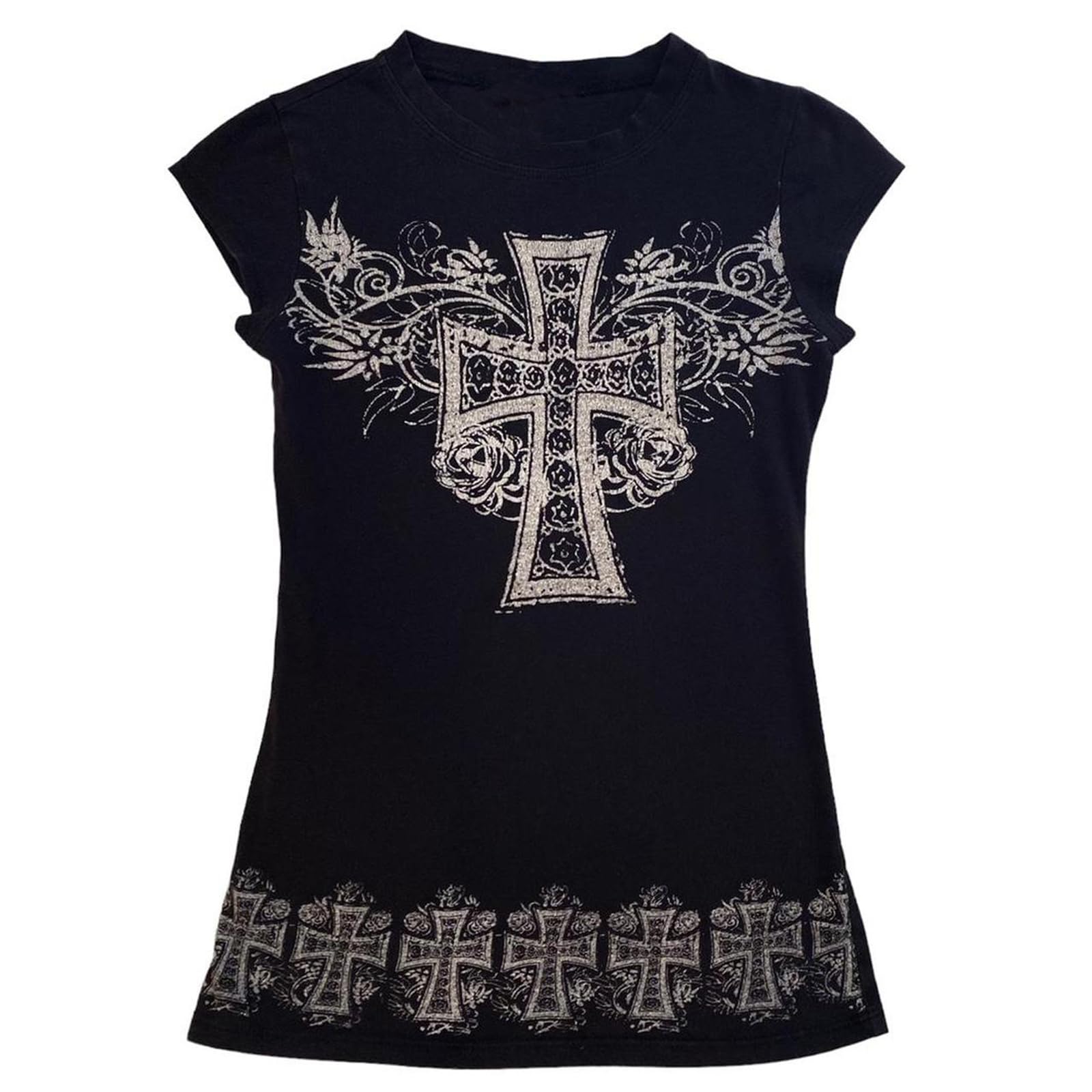 Womens Y2k Graphic Baggy Tees Shirts 2000s Gothic Grunge Emo Tops Fairycore Clothes