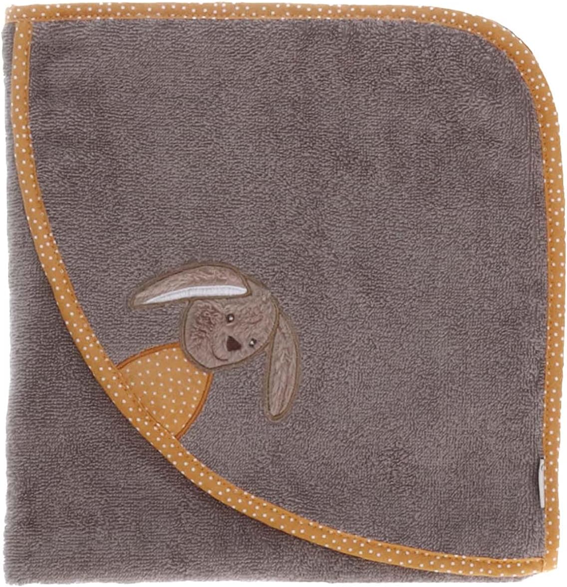 Sterntaler Baby Unisex Bath Towel Baby GOTS Hooded Bath Towel Hare Happy 80x80cm - Bath Towel Baby, Baby Towel, Kids Bath Towel - Grey