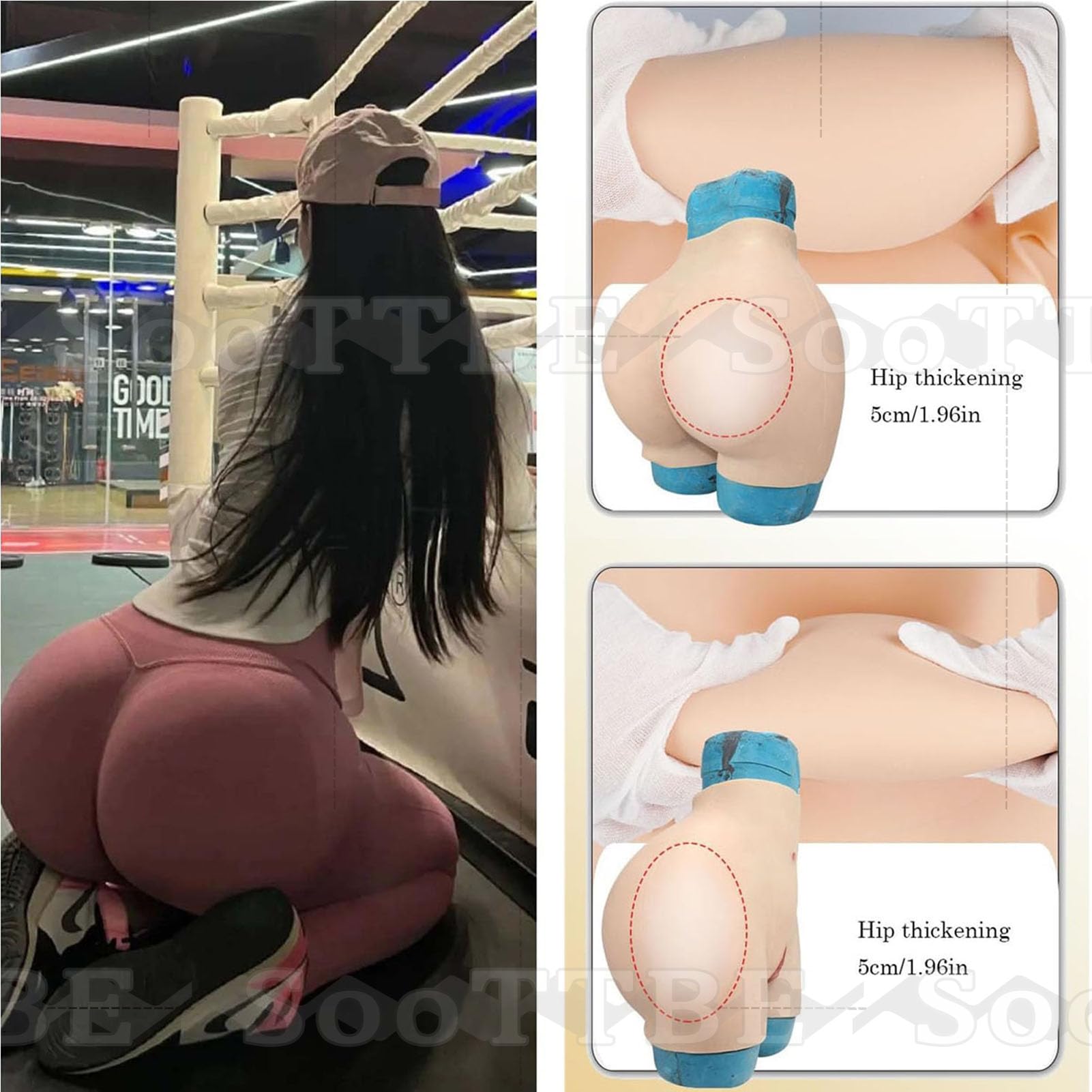 Vollsilikon-Verdickte HöSchen, Gepolsterte Push-Up-Boxershorts, HüFtlifting-Kontrollformer-UnterwäSche füR Frauen, Cosplay