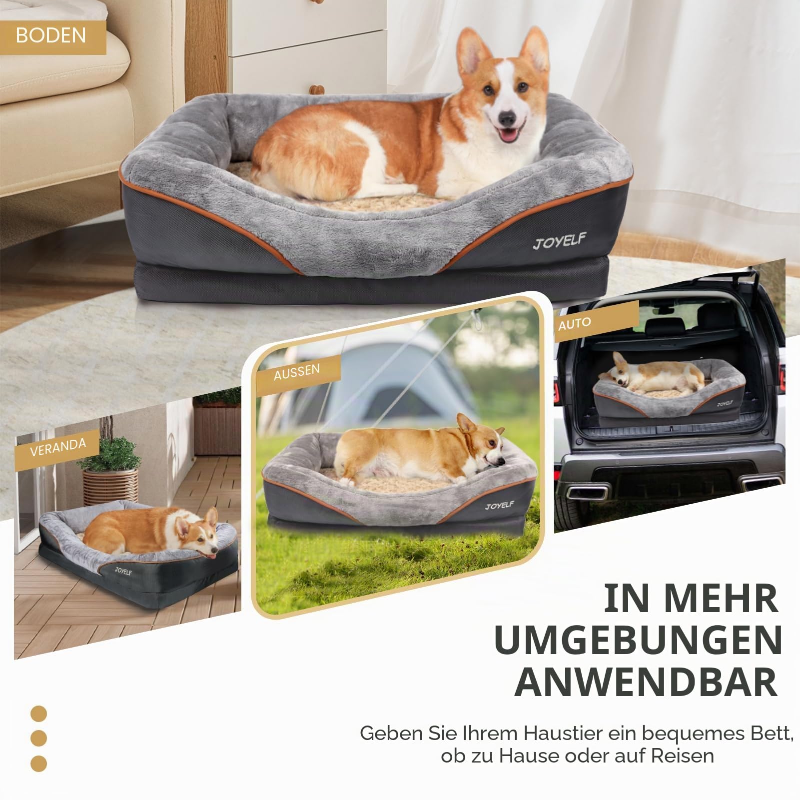 JOYELF XLarge Gedächtnisschaum Hundebett orthopädisches Hundebett & Sofa mit abnehmbarem waschbarem Bezug und Quietschspielzeug als Geschenk