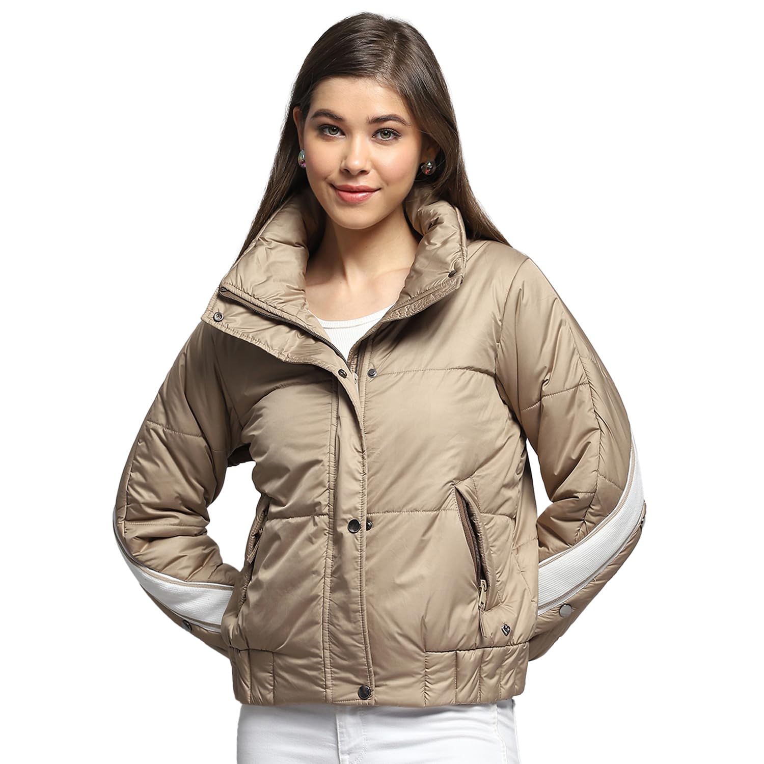 monte carlo Womens Solid Beige Collar Neck Full Sleeve Jacket-picture-39