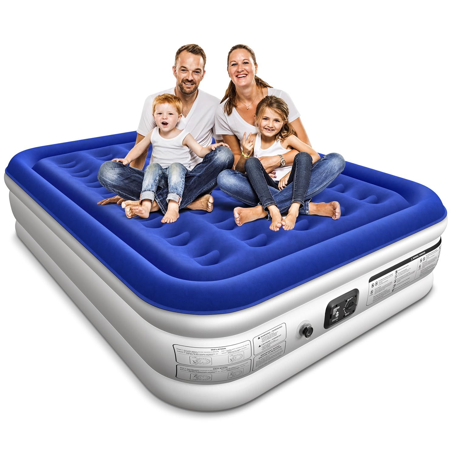 Queen Air Mattress with Built in Pump Luxurious Comfort 16" Raised Inflatable Mattress Queen Airbed Blow Up Mattress for Home Guests 80"*60"*16" Air Bed 3 Mins Fast Inflate/Deflate 660 lbs Max