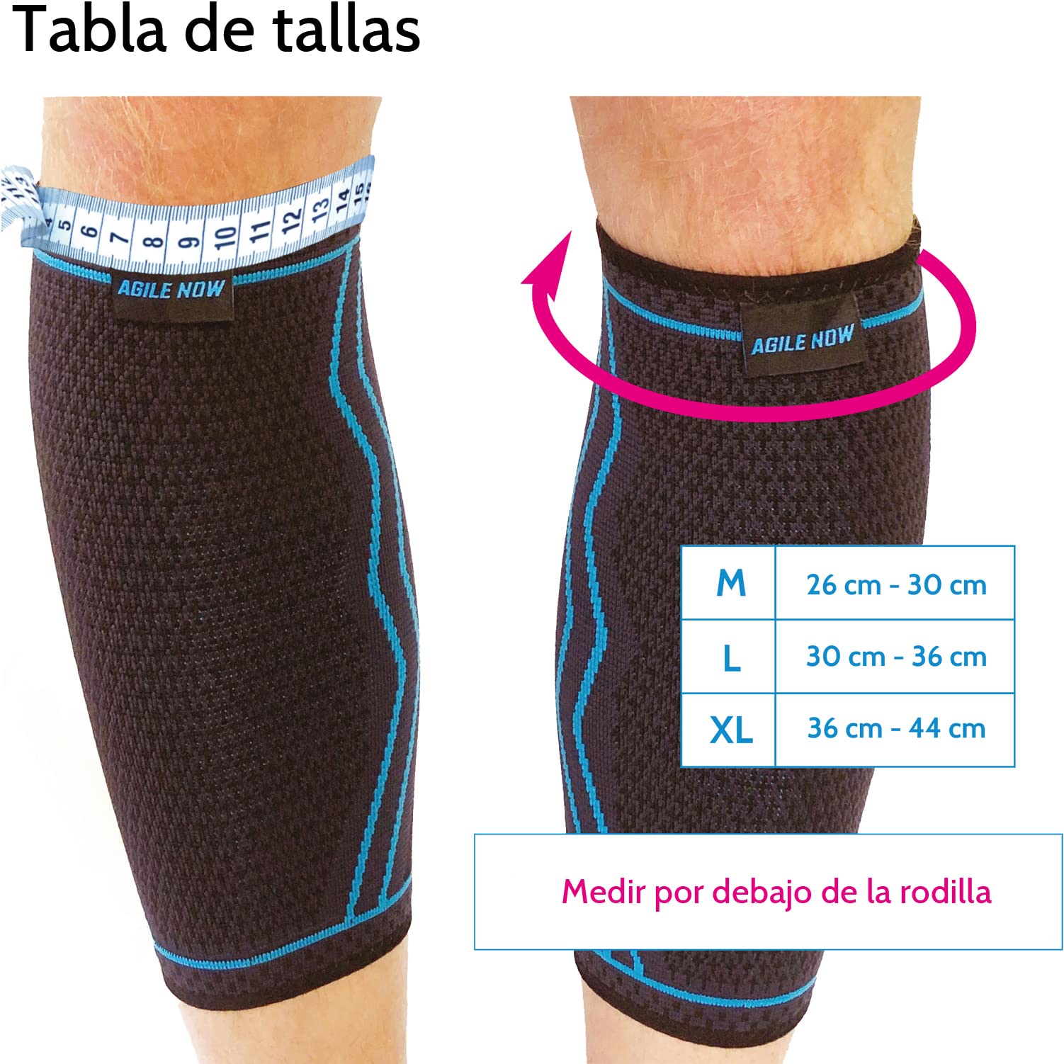 Juego de 2 pantorrilleras de compresión – Alivian la tensión y protegen los gemelos durante la actividad deportiva – Pantorrilleras unisex – Medias de compresión (XL) | Azul