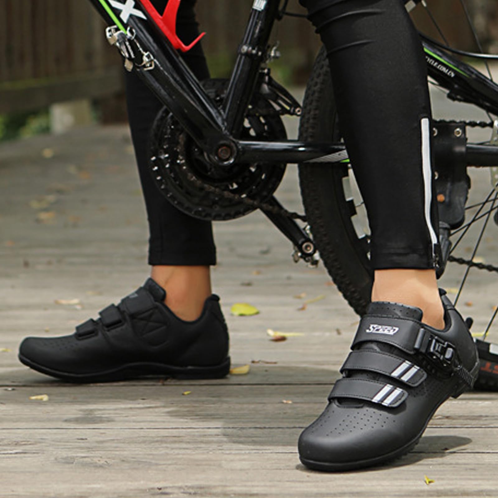 Męskie buty rowerowe do zawodów, buty rowerowe, szosowe buty rowerowe, unisex, lekkie, amortyzujące, odporne na zużycie, do rowerów szosowych, Czarna srebrna guma, 46 EU