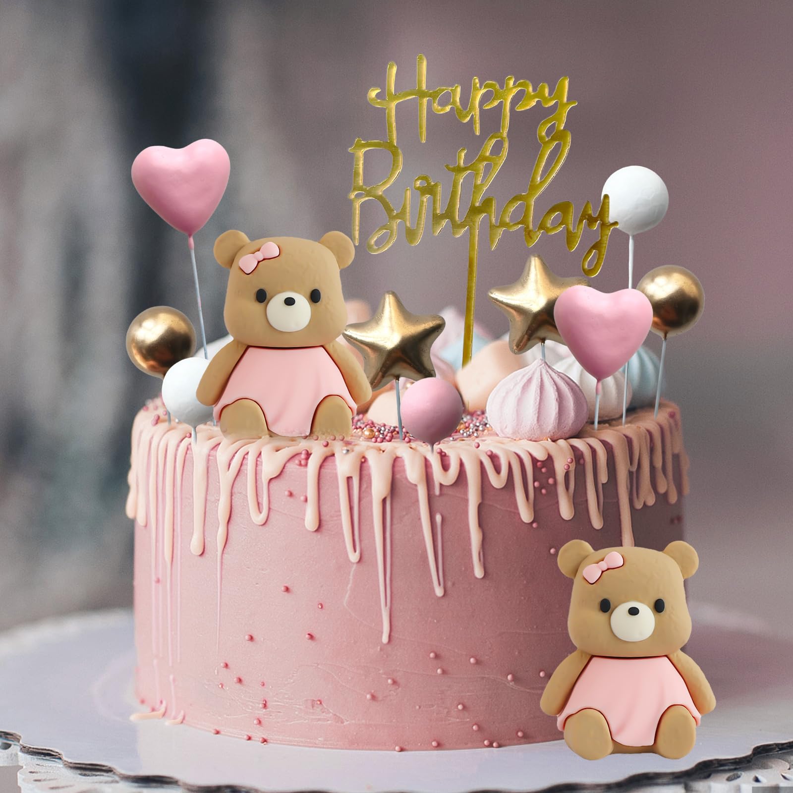 Lief geboortekaartje met teddybeer en roze