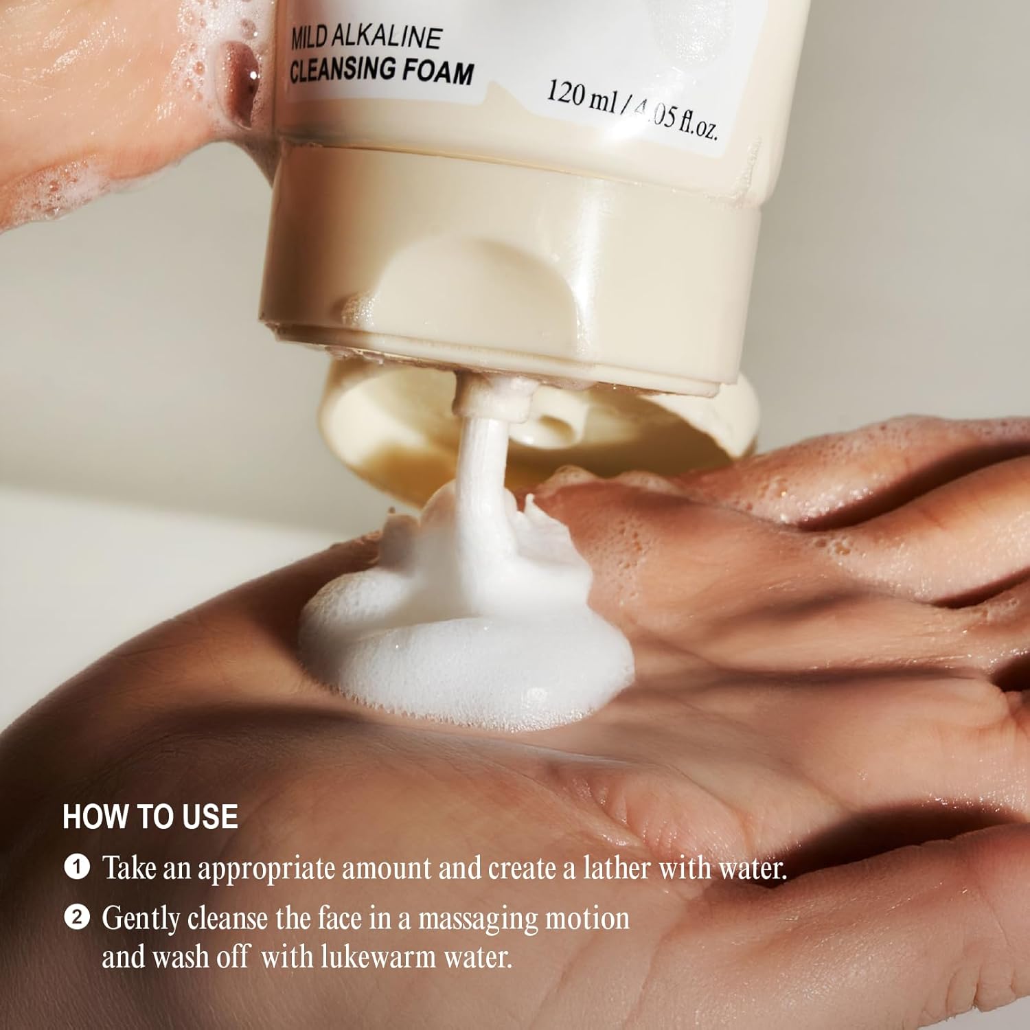 NUNIES Mild Alkaline Cleansing Foam – Daily Korean Face Wash for Sensitive Skin | Cream-to-Foam Lather | Deep Cleanser with Hyaluronic Acid & Ceramide | Fragrance-Free | 4.05 fl.oz. (120ml) - Image 6