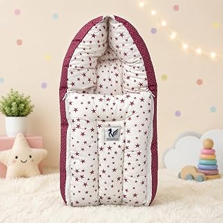 NAAVIGAN Baby Carry Nest for New Born, Baby Sleeping Bag for New Born, Portable Hooded Baby Wrapper with Zip Closure,Maroo... Price In India