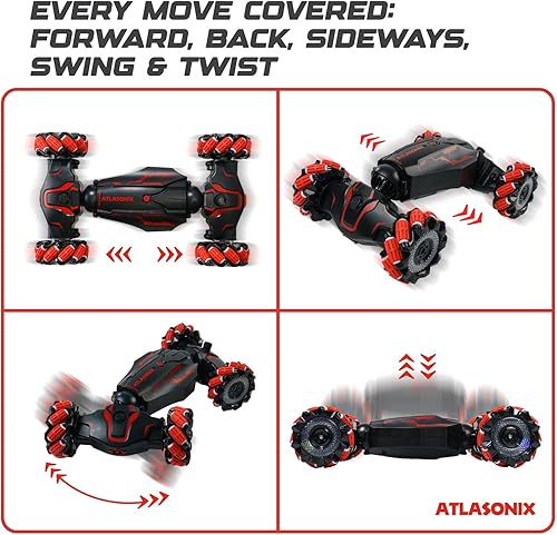 Miniatura 3 de Atlasonix Coche de control remoto gestual, 2.4 GHz 4WD controlado a mano, auto de acrobacias RC con detección de gestos, auto de control remoto de