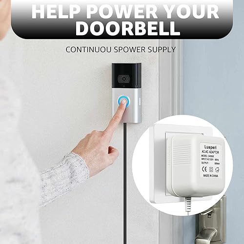 Miniatura 5 de Transformador de timbre de puerta extralargo de 26.2 pies 18V500mA compatible con timbres de video inalámbricos Ring, Nest, Eufy, Wyze, Arlo (blanco)
