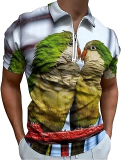 Monk Parakeets Couple in Brooklyn Men's Golf Polo-Shirt Summer Short Sleeve T-Shirt Quick Dry Muscle Tees