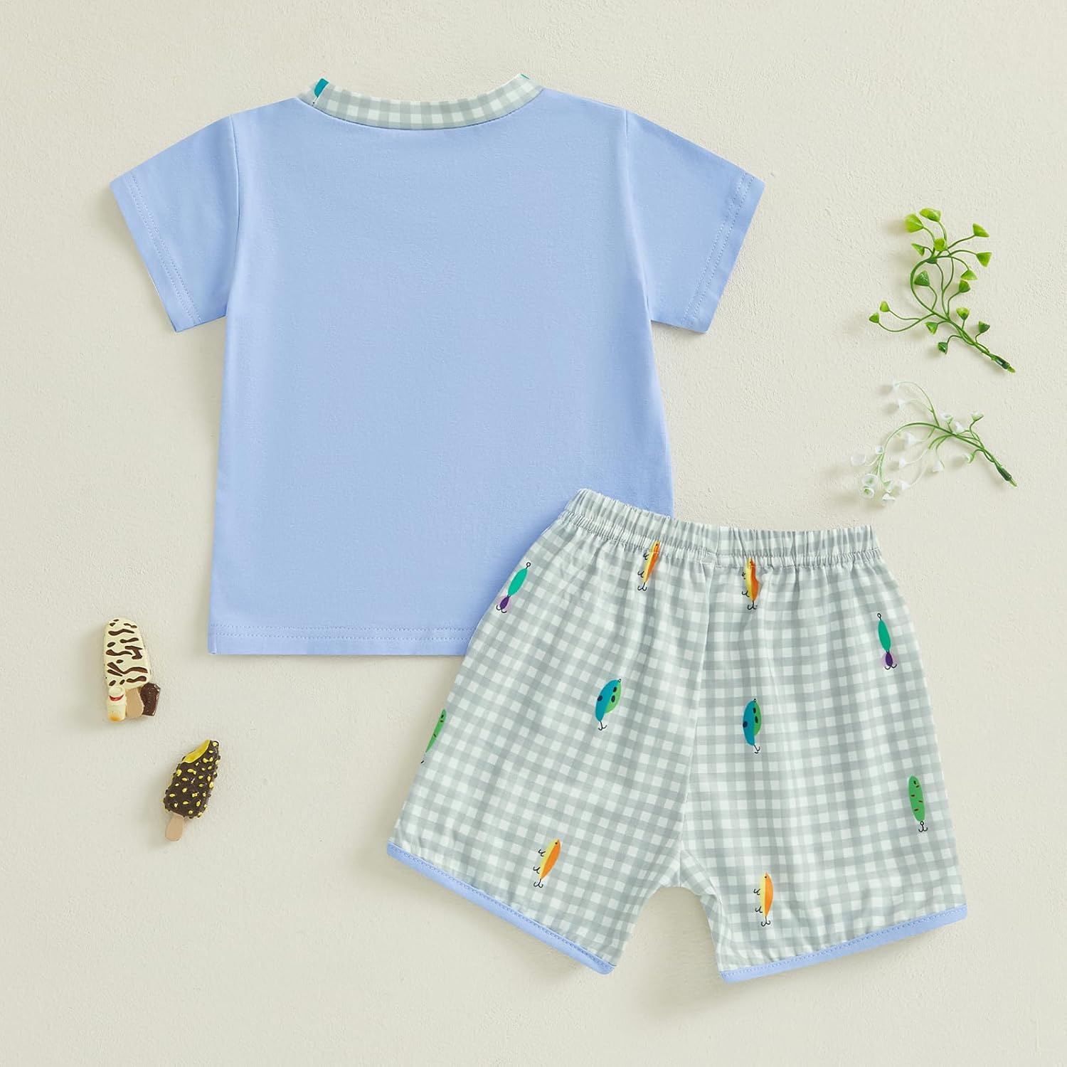 Toddler Baby Boy Summer Outfits Short Sleeve Embroidered T Shirt Tees + Striped/Plaid Shorts Infant Clothes Set - Image 6