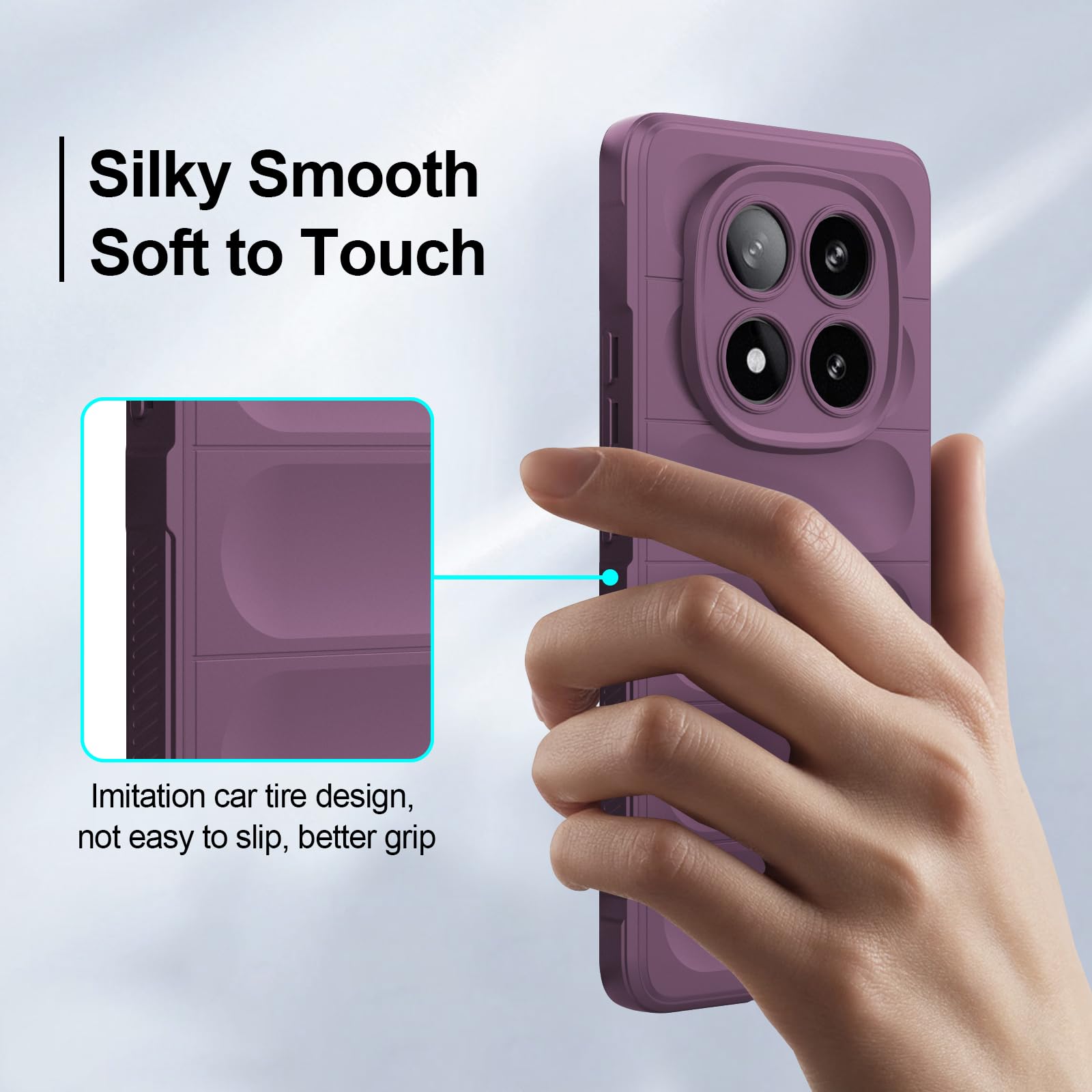 Funda compatible con Xiaomi Redmi Note 14 Pro 5G/Poco X7 5G, resistente a los golpes, patrón ondulado resistente a los arañazos, forro de microfibra suave, protección integral con protección — view 6