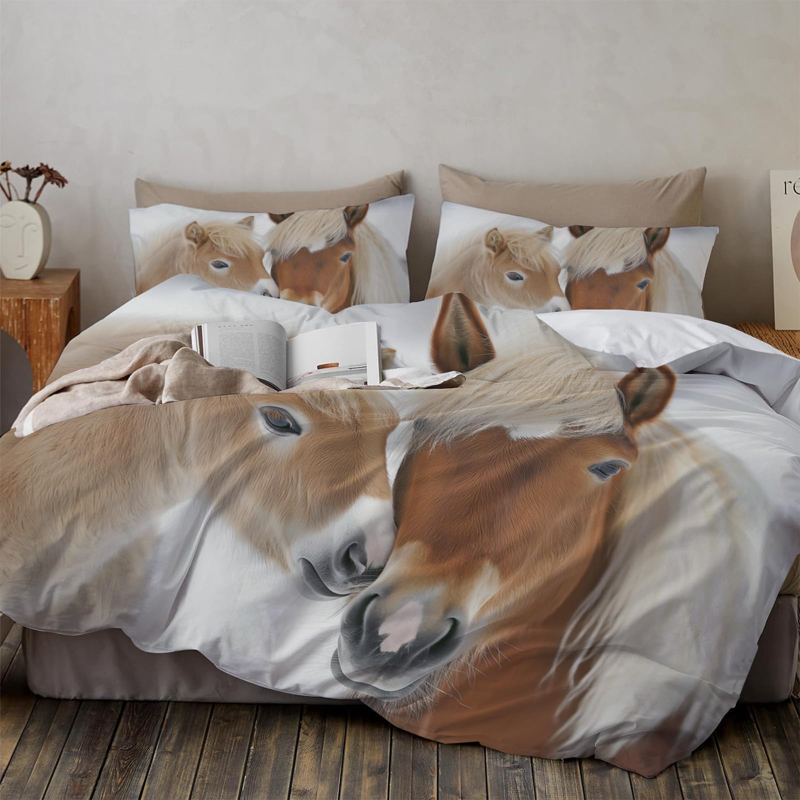 Housse de couette fermeture éclair pratique lit double motif âne 3D