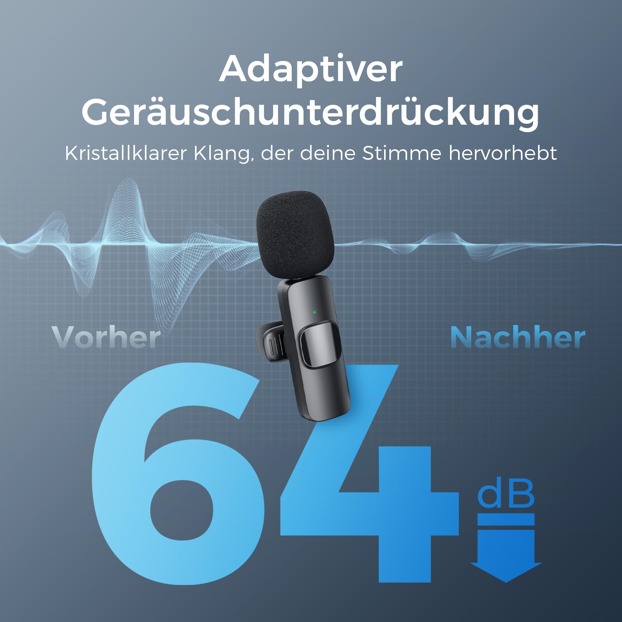 YRF Mikrofon für iPhone Android Handy, Kabelloses Lavalier Mikrofon, Plug&Play mini mikrofon 2,4GHz, USB-C&Lightning, Clip Mikrofon für Videoaufnahmen, TikTok, Vlogging, Interviews&Online-Unterricht