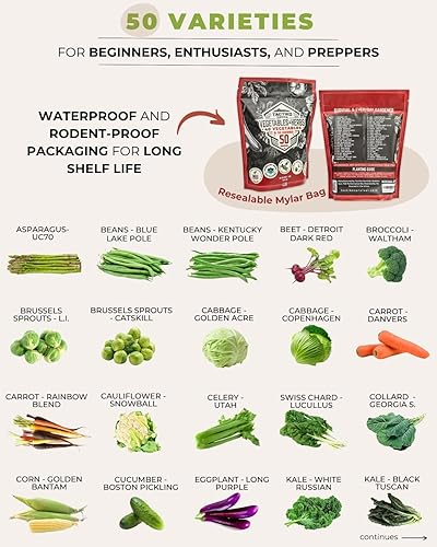 Miniatura 5 de 50 Tactiko Survival Kit de semillas de verduras, hierbas y frutas, variedades cosechadas en Estados Unidos, más de 35,000 semillas de reliquia sin