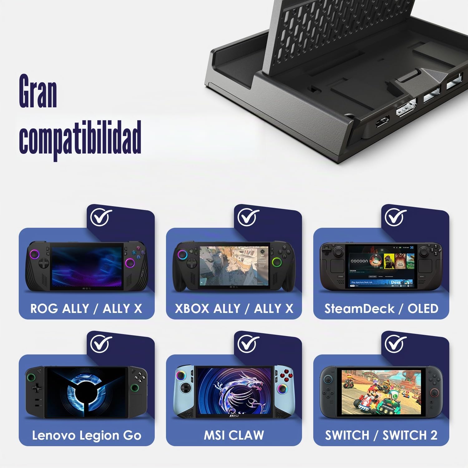 Savage Raven by Skull & Co. OneDock Pro Portable Dock with Detachable USB Hub HDMI TV Adapter for SteamDeck/OLED, ROG Ally/X, Xbox Ally/X, Black, with Extension Cable