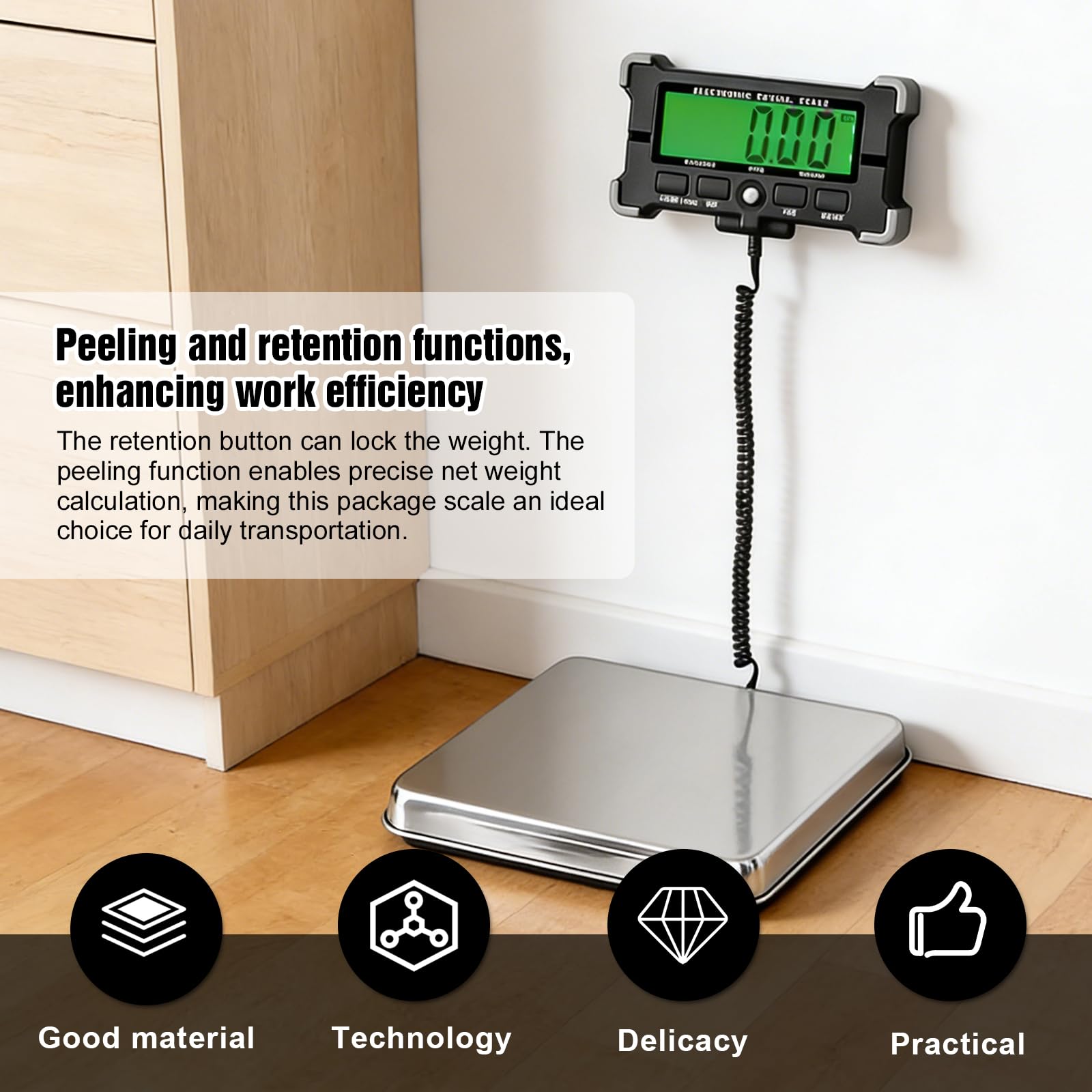 Balance Colis, Balance Professionnelle, 200kg/50g Haute Précision Pese Colis Avec Fonction Hold/Tara, Balance Postale Digitale Avec Écran LCD Pour Industrielle, Bagages, Bureau, Voyage