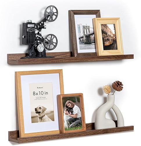 Miniatura 61 de Estante de repisa para fotos, juego de 2 estantes flotantes de madera de pino macizo, estantes para guardería de 24 pulgadas, estantes de libros