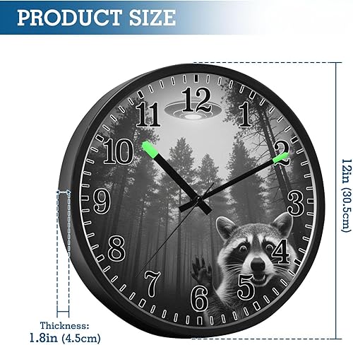 Miniatura 2 de JUNZAN Luminous Voice-Activated Decor Wall Clock 12 Inch Retro UFO Forests Selfie Silent Non-Ticking Battery Operated Wallclock Decorative for