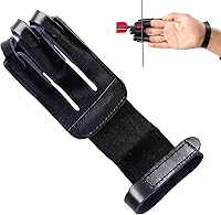 FENJANER Archery Glove 3-Finger Leather Guard for Shooting Hunting Bow Arrow - Adult Youth Beginner Protection