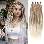 Kraler Dreadlock Extensions, 22 Brown to Blonde Synthetic Crochet Dreads Extensions 100% Handmade Single Ended Dreads Thin 0.6cm Width Reggae Style Dreadlock for Girls(10 Strands)