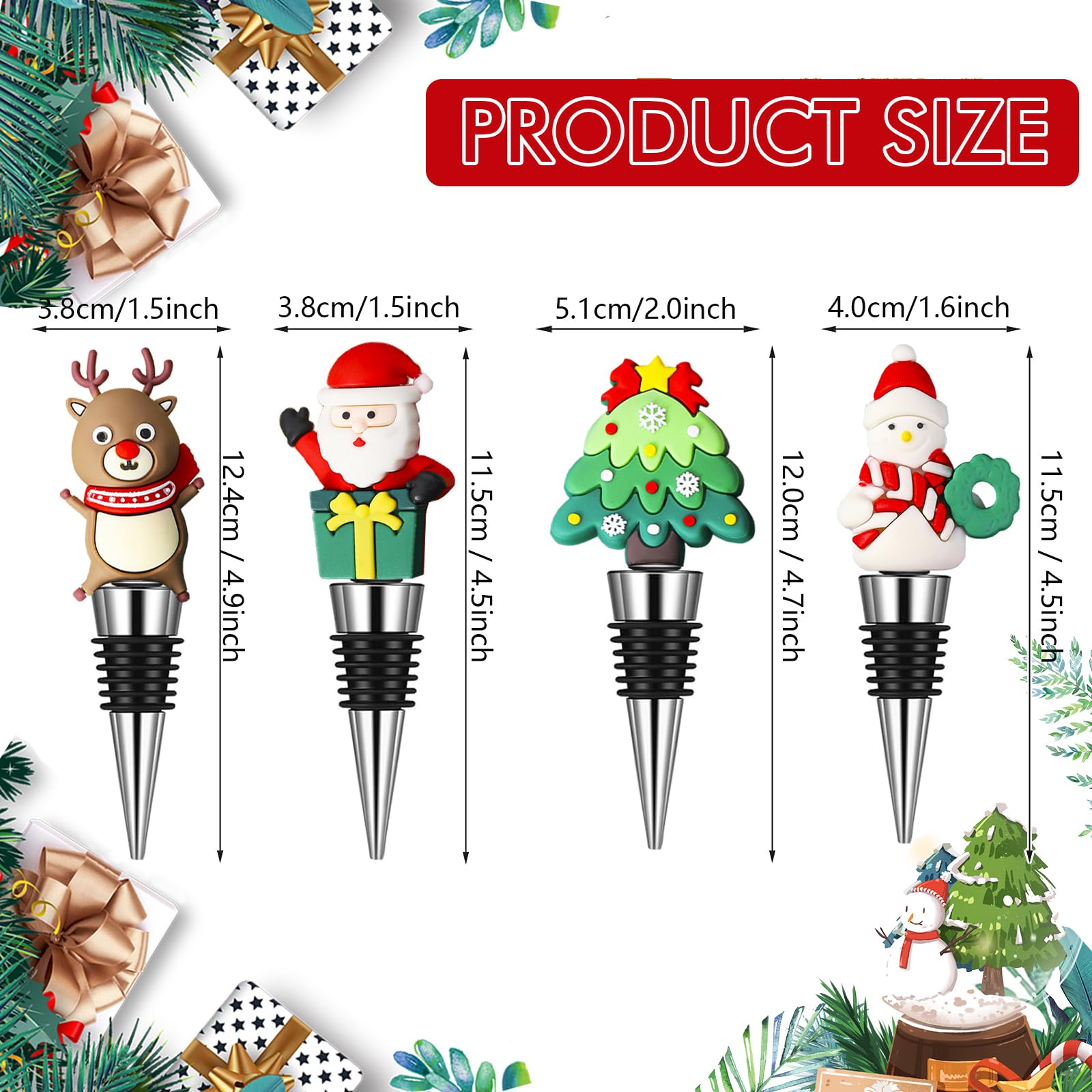 Bouchon De Bouteille De Vin, Cadeau De Noël, Design Père Noël Bonhomme De Neige Et élan Pour La Maison, Décoration De Fête De Noël Et De Vacances(Ensemble De Bouteilles De Vin Yeti