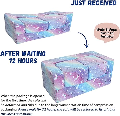 Miniatura 144 de MeMoreCool Sofá modular para niños, sofá convertible suave para niños, silla de espuma de felpa plegable gris para diversión en la sala de juegos de