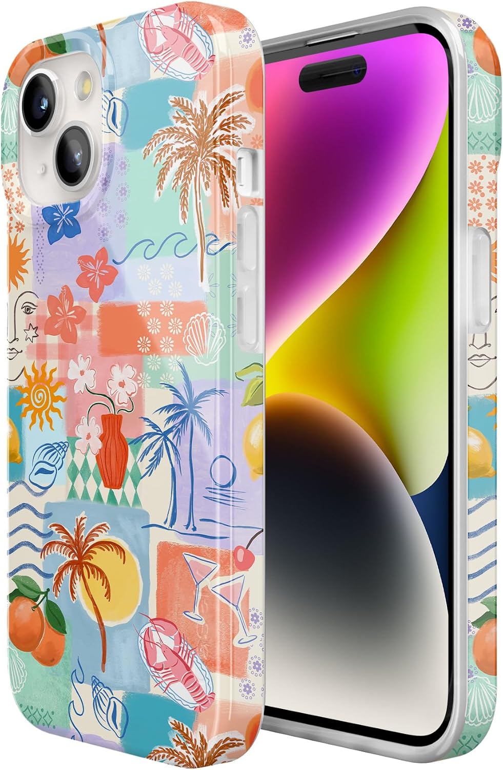 Casely iPhone 15 Plus Case | Tropical Heat | Beachy Collage | Compatible with MagSafe | Classic Ultra Slim Design