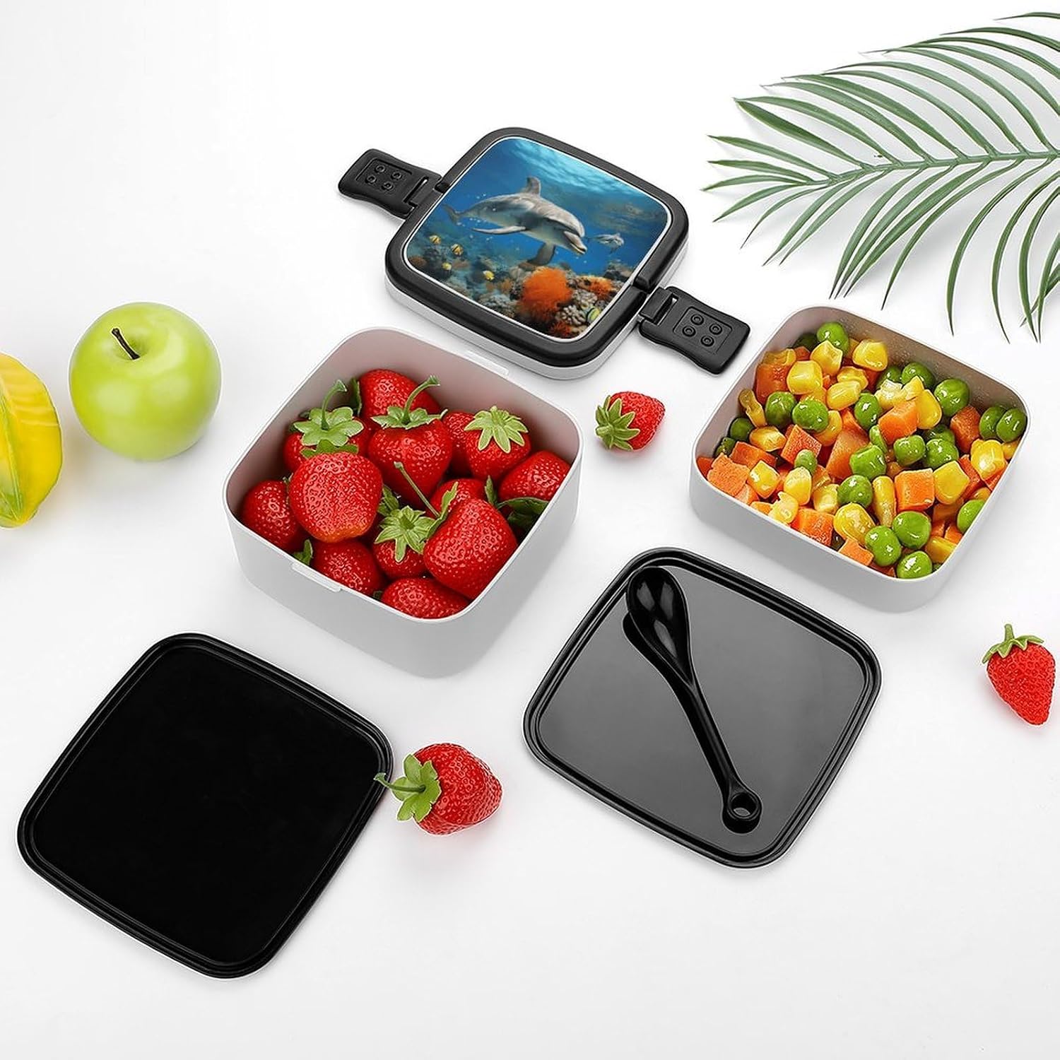 Dolphins Blue Bento Lunch Box for Adults 2 Layers image 3