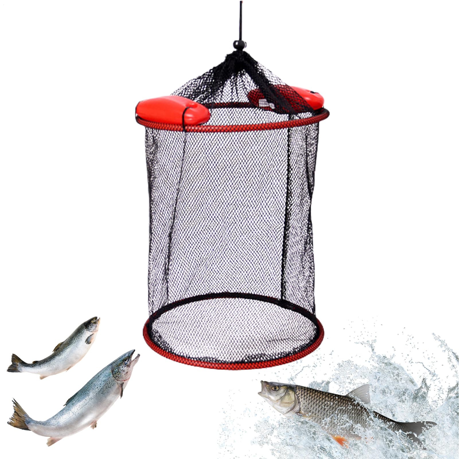 Fishing Basket,Live Caught Fish Holder Cage | Foldable Fishing Net Holder for Caught Fish Mesh Quick-Drying Cage for Live
