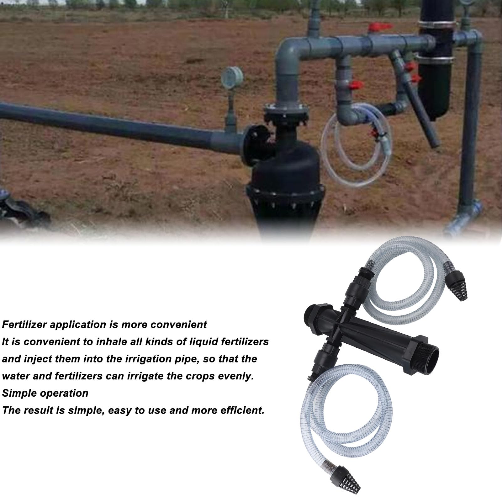 FLEXMAN Inyector Fertilizante para Riego por Goteo, Dispositivo Inyector Mezclador Fertilizante con Válvula Retención, Tubo Agua, Dispositivo Riego Venturi para Granjas Jardines (3 pulgadas)