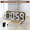 Reloj despertador digital delgado Peakeep con espejo estético para dormitorios, decoración de escritorio | Enchufable eléctrico LED grande moderno pequeño para oficina sala de estar, respaldo de batería, 6 atenuadores (Dorado) 3