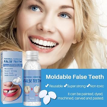 Temporary Tooth Filling Kit, Dental Repair Beads for Mending Gaps and Chipped Tooth, Moldable False Teeth Replacement, Moldable False Teeth Filling for Fake Dental Repair
