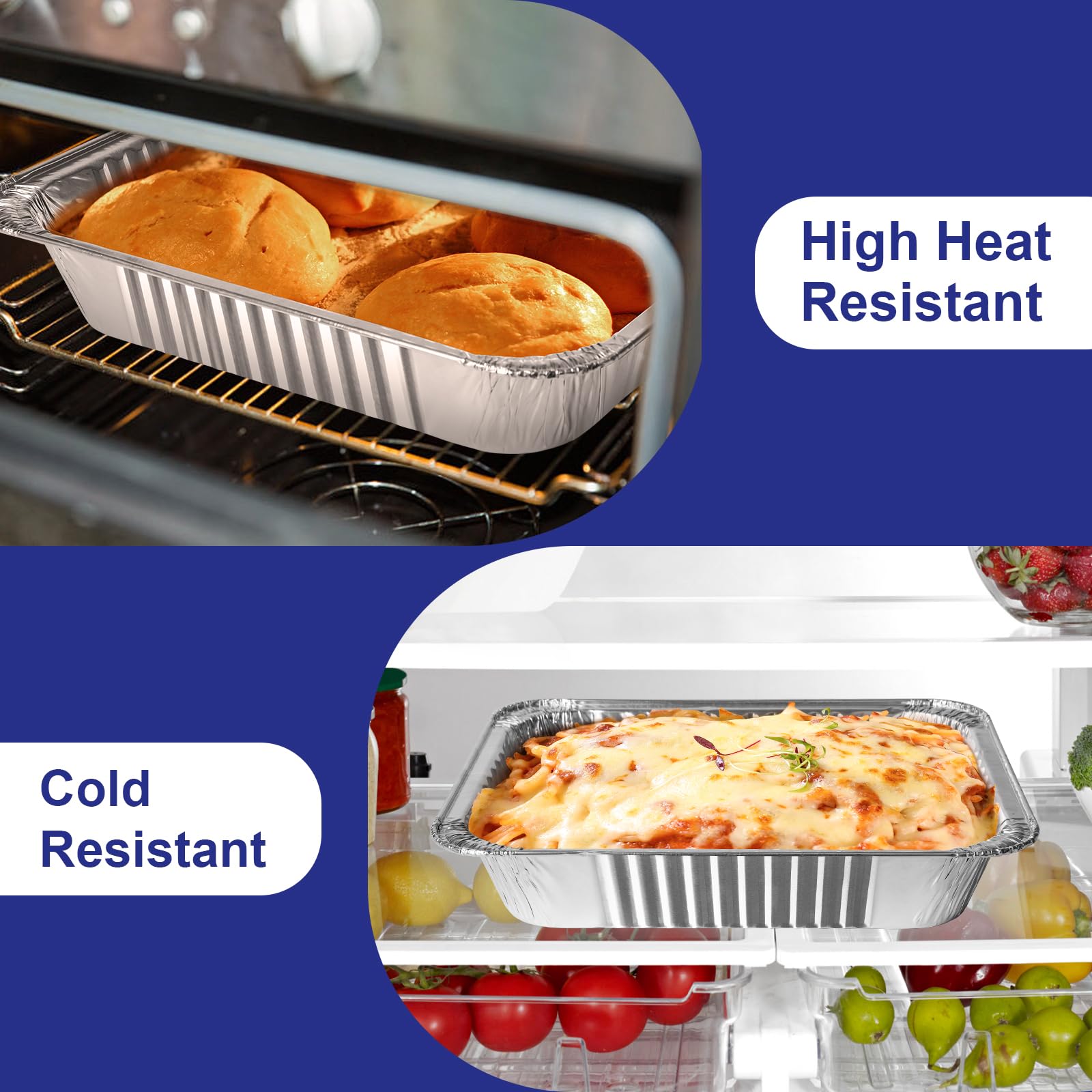 Große Aluminiumpfannen mit Deckel: 30 Stück, extra robuste Folienpfannen 22,9 x 33 cm, Einweg-Aluminiumschalen zum Backen, Kochen, Braten von Truthahn, Lebensmittelzubereitung