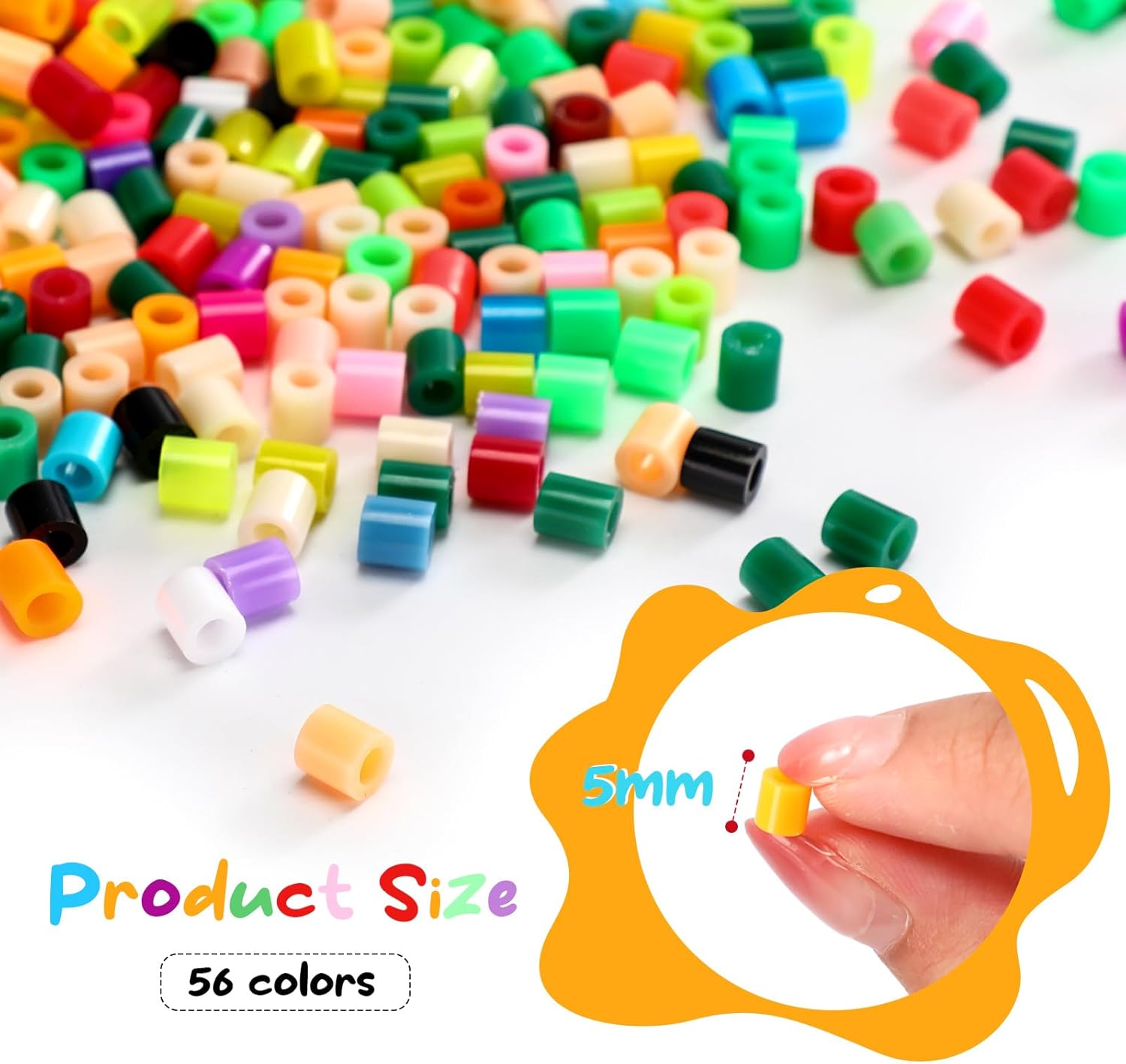 Libima 56000 Pcs 56 Colors Fuse Beads Bulk for Kids Art and Crafts Assorted Iron Beads Set Multicolored for Birthday Gift Bracelet Making Accessories (5mm)