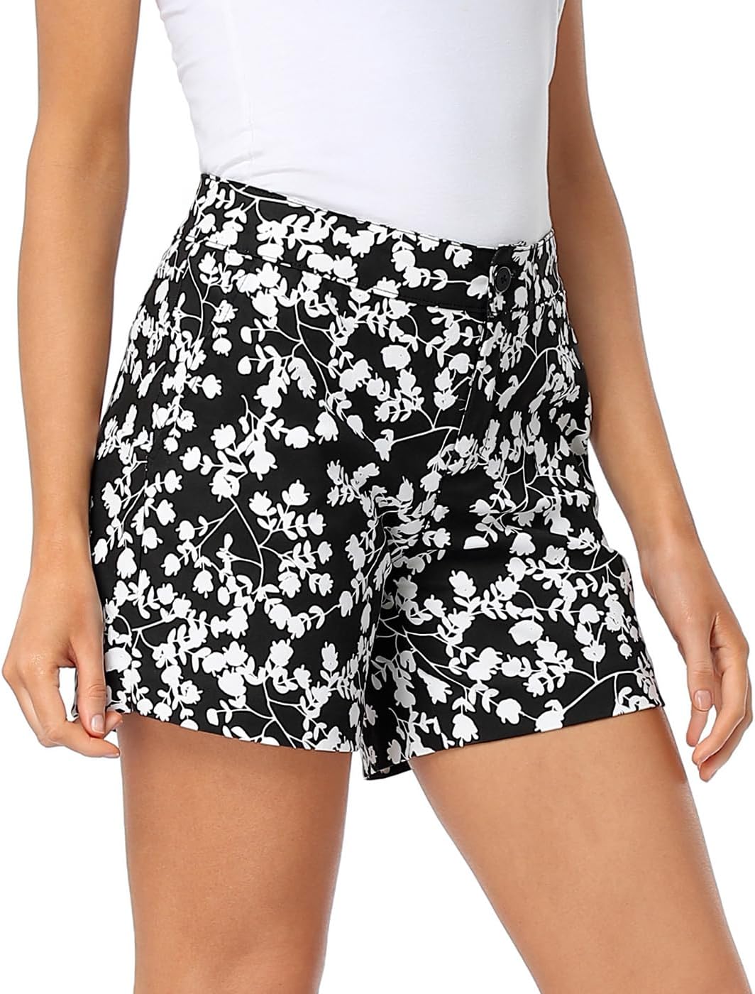 HDE Cotton Chino Shorts for Women 5" Inseam High Waist Summer Resort Shorts