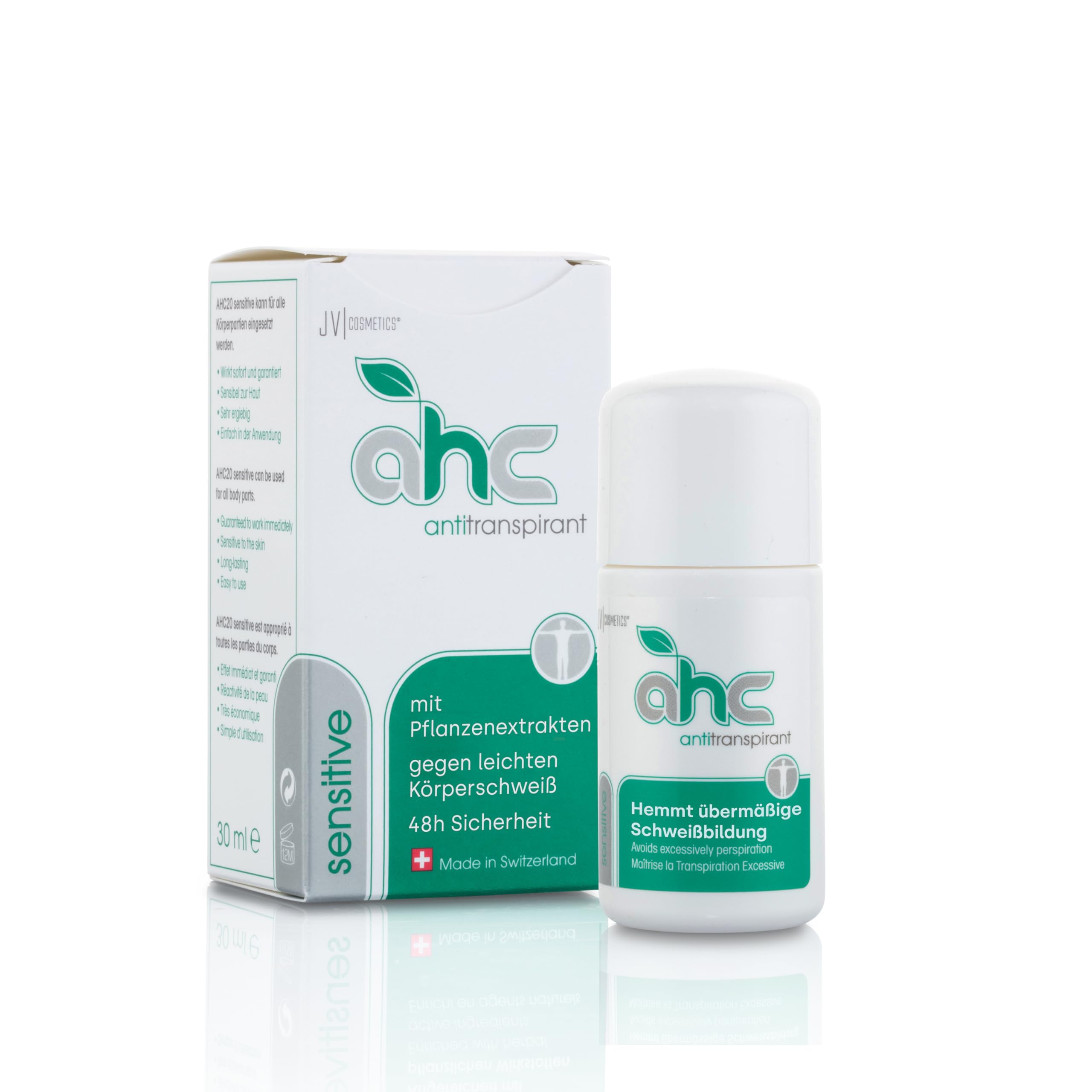 AHC SENSITIVE Antitranspirant Tropfflasche 30ml gegen Schwitzen an Achseln & Körper - Unisex Antiperspirant mit Pflanzenextrakten für empfindliche Haut