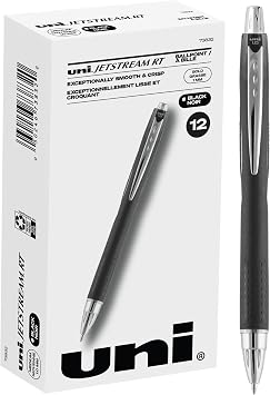 uni-ball Uniball Jetstream RT 12 Pack, 1.0mm Medium Black, Wirecutter Best Pen, Ballpoint Pens & Jetstream RT 3 Pack, 0.7mm Fine Black, Wirecutter Best Pen, Ballpoint Pens, Ballpoint Ink Pens