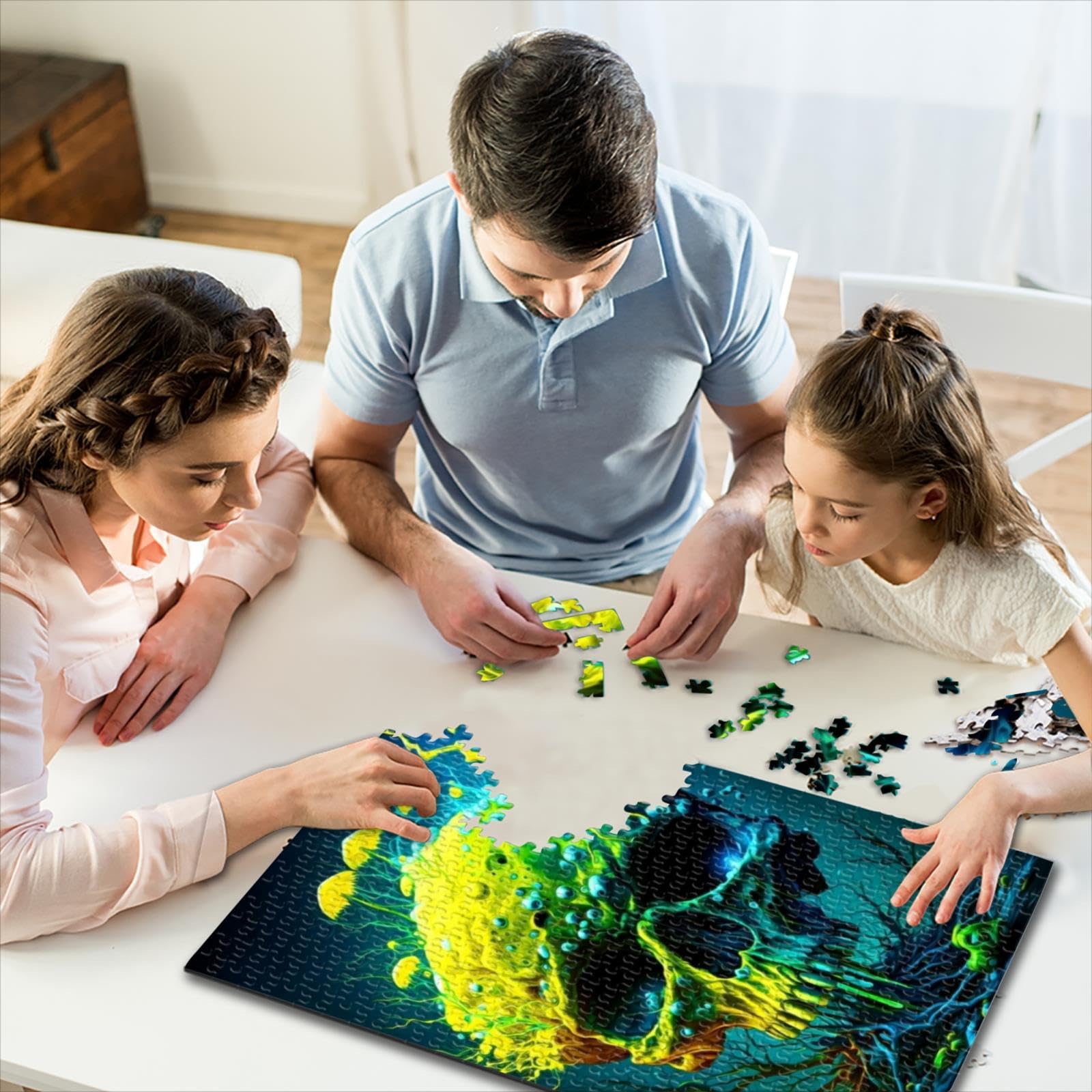 Totenkopf Puzzle 1000 Teile – Für Erwachsene & Kinder Ab 12 Jahren, Fertige Größe 26 X 38 Cm, Mit Leinendruck